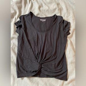 Black cropped shirt with a tie twist